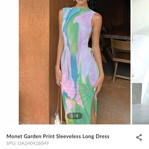 WORN ONCE Monet Garden Print Sleeveless Long Dress